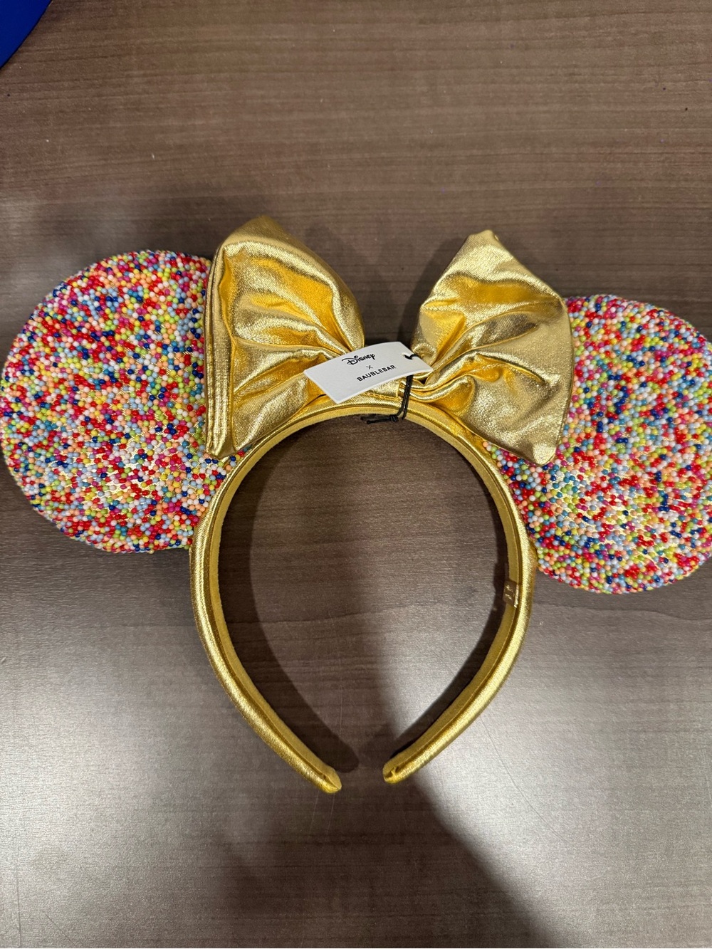 Disney Gold Minnie Ear Headband with Multicolor Sprinkle Ears